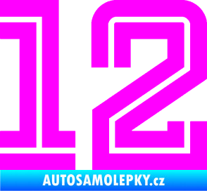 Samolepka Startovní číslo 12 typ 7 Fluorescentní růžová