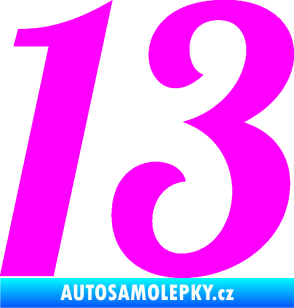 Samolepka Startovní číslo 13 typ 3     Fluorescentní růžová