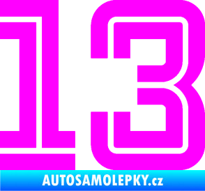 Samolepka Startovní číslo 13 typ 7 Fluorescentní růžová
