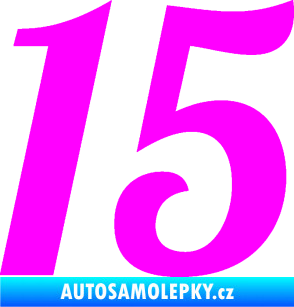 Samolepka Startovní číslo 15 typ 3      Fluorescentní růžová