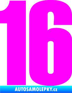 Samolepka Startovní číslo 16 typ 2   Fluorescentní růžová