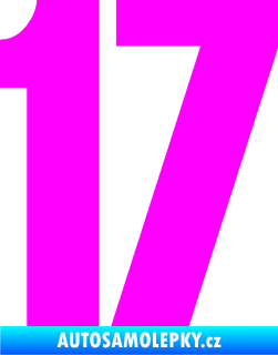 Samolepka Startovní číslo 17 typ 2    Fluorescentní růžová