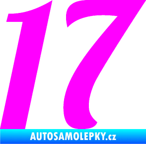 Samolepka Startovní číslo 17 typ 3        Fluorescentní růžová