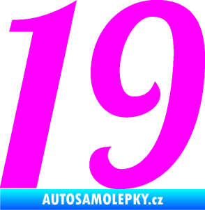 Samolepka Startovní číslo 19 typ 3          Fluorescentní růžová