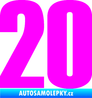 Samolepka Startovní číslo 20 typ 2       Fluorescentní růžová