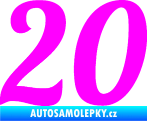 Samolepka Startovní číslo 20 typ 3           Fluorescentní růžová
