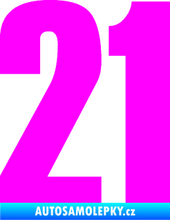 Samolepka Startovní číslo 21 typ 2        Fluorescentní růžová