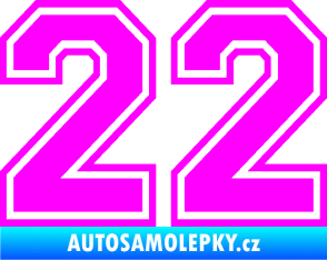Samolepka Startovní číslo 22 typ 4 Fluorescentní růžová
