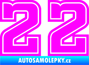 Samolepka Startovní číslo 22 typ 5 Fluorescentní růžová