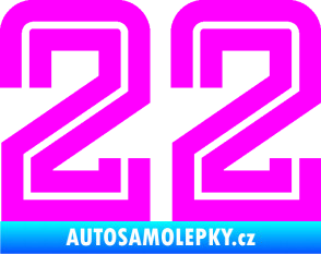 Samolepka Startovní číslo 22 typ 7 Fluorescentní růžová
