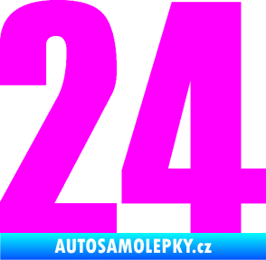 Samolepka Startovní číslo 24 typ 2      Fluorescentní růžová
