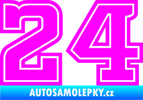 Samolepka Startovní číslo 24 typ 5 Fluorescentní růžová