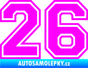 Samolepka Startovní číslo 26 typ 4 Fluorescentní růžová
