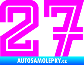 Samolepka Startovní číslo 27 typ 7 Fluorescentní růžová