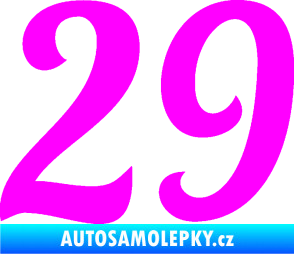 Samolepka Startovní číslo 29 typ 3 Fluorescentní růžová