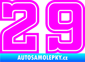 Samolepka Startovní číslo 29 typ 5 Fluorescentní růžová
