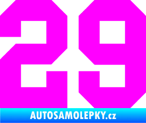 Samolepka Startovní číslo 29 Fluorescentní růžová