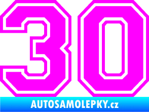Samolepka Startovní číslo 30 typ 4 Fluorescentní růžová