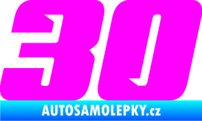 Samolepka Startovní číslo 30 typ 6 Fluorescentní růžová