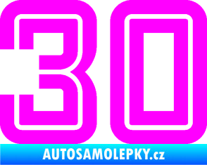 Samolepka Startovní číslo 30 typ 7 Fluorescentní růžová