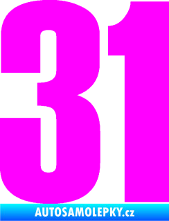 Samolepka Startovní číslo 31 typ 2     Fluorescentní růžová