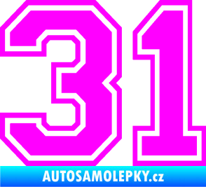 Samolepka Startovní číslo 31 typ 4 Fluorescentní růžová