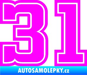 Samolepka Startovní číslo 31 typ 5 Fluorescentní růžová