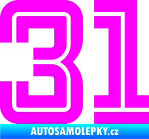 Samolepka Startovní číslo 31 typ 7 Fluorescentní růžová