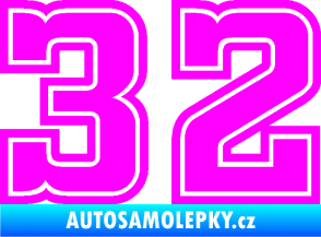 Samolepka Startovní číslo 32 typ 5 Fluorescentní růžová