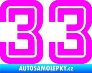 Samolepka Startovní číslo 33 typ 7 Fluorescentní růžová