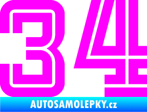Samolepka Startovní číslo 34 typ 7 Fluorescentní růžová