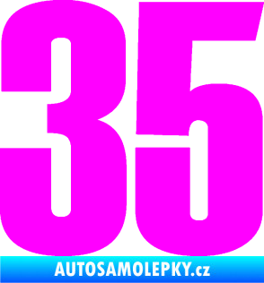 Samolepka Startovní číslo 35 typ 2  Fluorescentní růžová