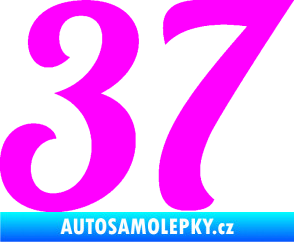 Samolepka Startovní číslo 37 typ 3  Fluorescentní růžová
