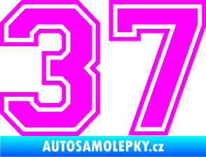 Samolepka Startovní číslo 37 typ 4  Fluorescentní růžová
