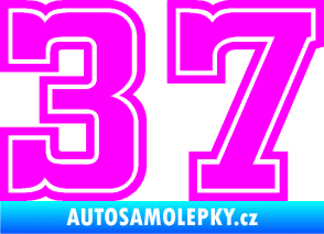 Samolepka Startovní číslo 37 typ 5 Fluorescentní růžová