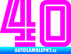 Samolepka Startovní číslo 40 typ 7 Fluorescentní růžová