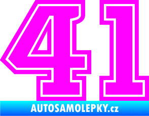 Samolepka Startovní číslo 41 typ 5 Fluorescentní růžová