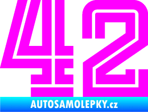Samolepka Startovní číslo 42 typ 7 Fluorescentní růžová