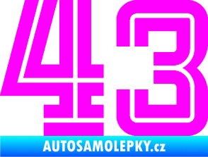 Samolepka Startovní číslo 43 typ 7 Fluorescentní růžová