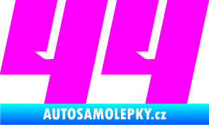 Samolepka Startovní číslo 44 typ 6 Fluorescentní růžová