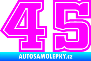 Samolepka Startovní číslo 45 typ 5 Fluorescentní růžová