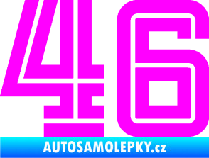 Samolepka Startovní číslo 46 typ 7 Fluorescentní růžová
