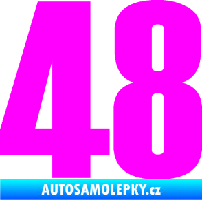 Samolepka Startovní číslo 48 typ 2      Fluorescentní růžová