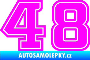 Samolepka Startovní číslo 48 typ 5 Fluorescentní růžová