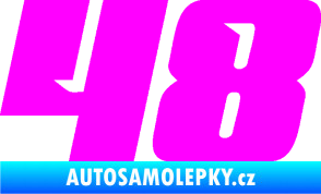 Samolepka Startovní číslo 48 typ 6 Fluorescentní růžová