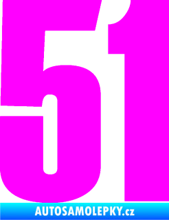 Samolepka Startovní číslo 51 typ 2 Fluorescentní růžová