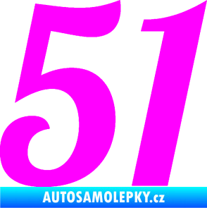 Samolepka Startovní číslo 51 typ 3 Fluorescentní růžová