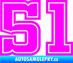 Samolepka Startovní číslo 51 typ 5 Fluorescentní růžová
