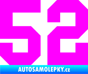 Samolepka Startovní číslo 52 Fluorescentní růžová