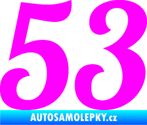 Samolepka Startovní číslo 53 typ 3 Fluorescentní růžová